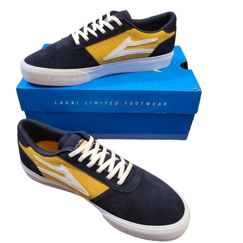 Lakai Manchester Skateboard Shoes Navy White Suede Mens Lace Up Sneakers Size 8 - Picture 1 of 8